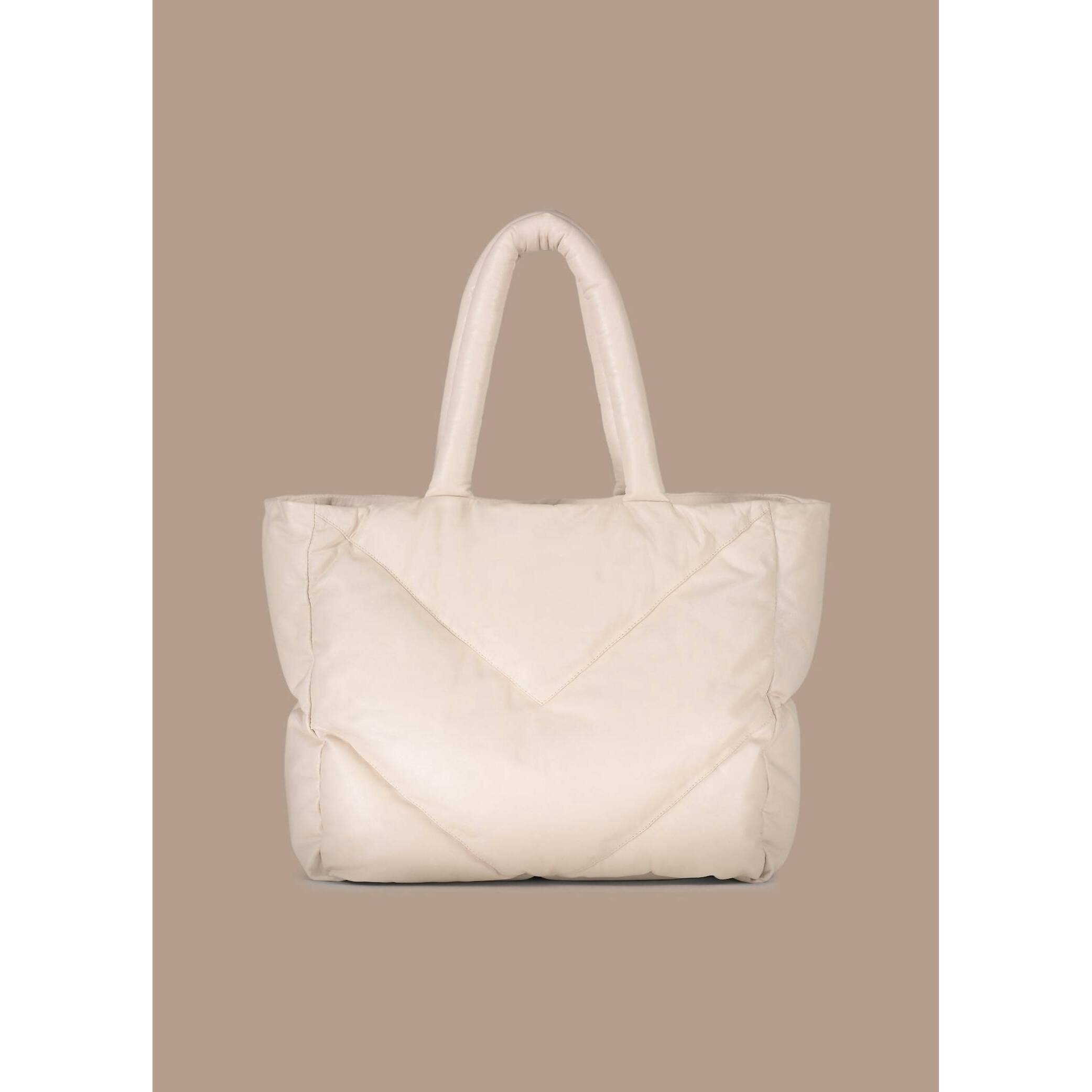 New Summum Women's Quilted Leather Puffy Shoulder Bag In Cream